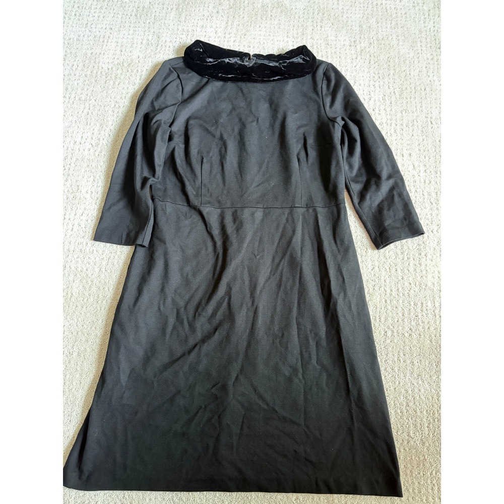 Talbots Sheath Dress 10 Black Velvet Collar Casual Luxury Office Siren Holiday